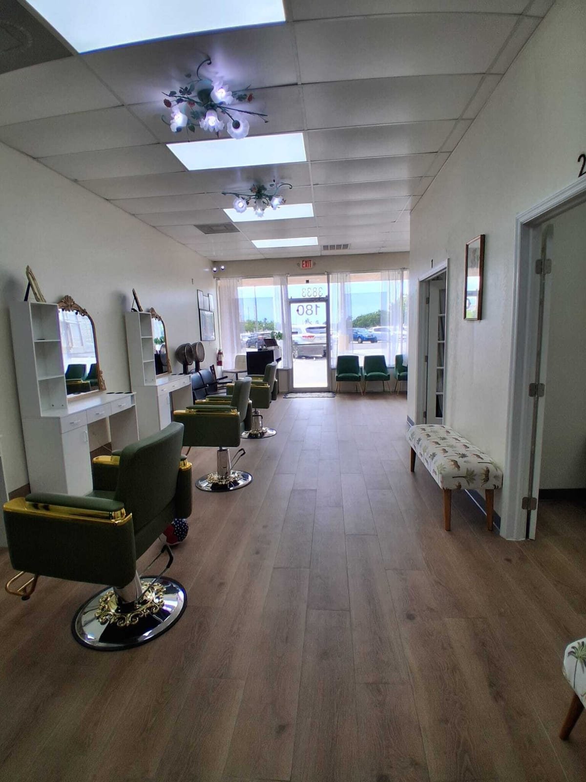 The main salon floor looking toward the entrance